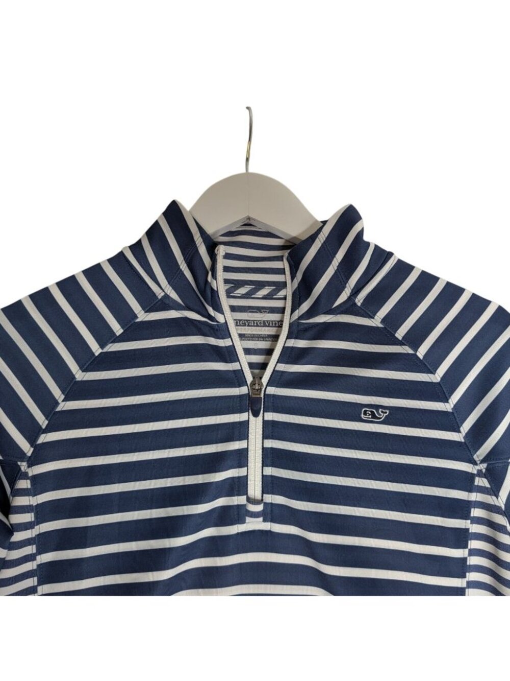 Vineyard Vines Womens Performance 3/4 Zip Pullover Navy White Striped Size S - Picture 5 of 12